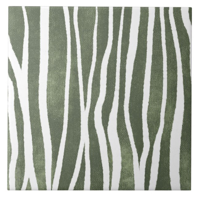 Sage Olive Green Painterly Geometrical Art 07 Tile (Front)