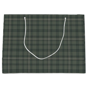 Sage Olive Green Plaid Modern Rustic Holiday Large Gift Bag