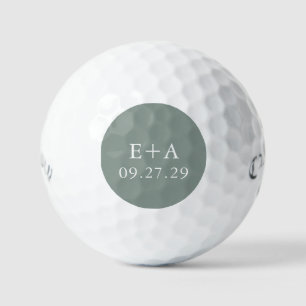 Sage Olive Green Wedding Personalized Golf Balls