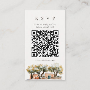 Sage Olive Grove Mediterranean QR Code RSVP Card