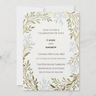 Sage Olive Leaf Wedding Invitation