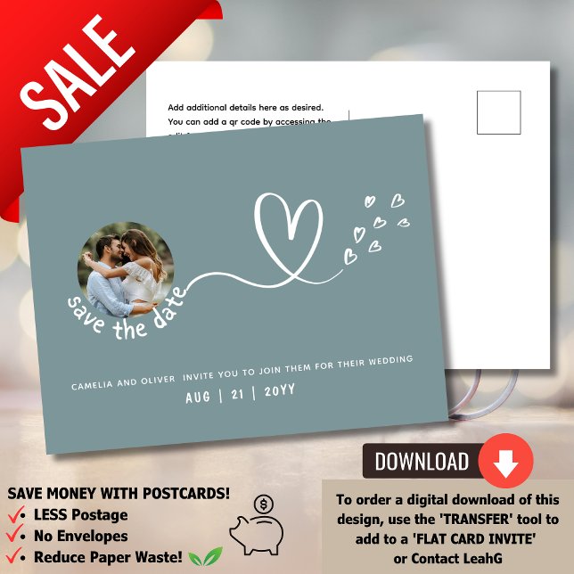 SAGE | On a Budget? Opt for a PHOTO Save the Date  Postcard (Creator Uploaded)