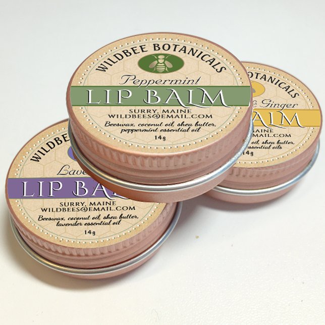 Sage on Kraft Beeswax Lip Balm with Dotted Border Classic Round Sticker (Creator Uploaded)