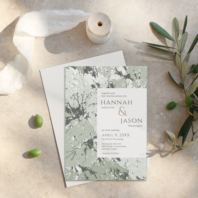 Sage Organic Leaves Wedding Invitation (Creator Uploaded)