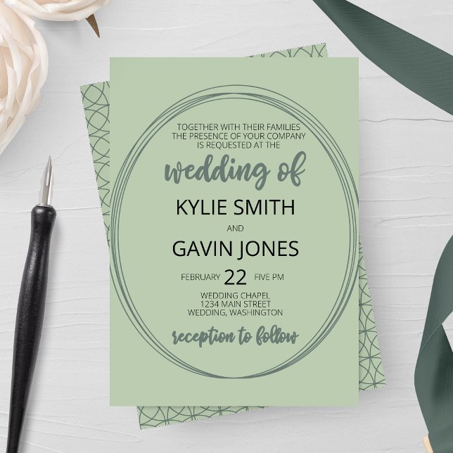 Sage Oval Wedding Invitation (Creator Uploaded)