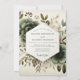 Sage Painterly Flora Wedding Invitation