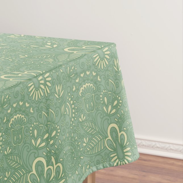 Sage Paisley Tablecloth (In Situ)