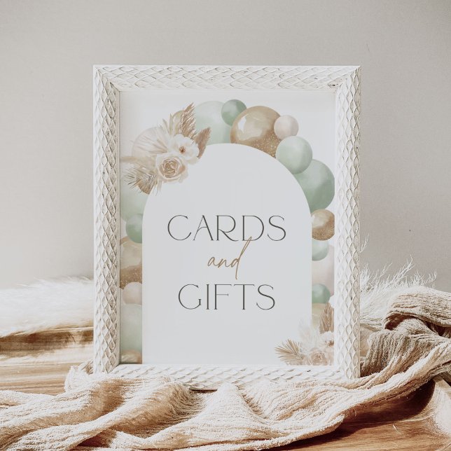 Sage Pampas Grass Arch Baby Shower Cards and Gifts Poster (Creator Uploaded)