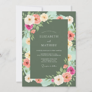 Sage Pastel Botanical Wedding Invitation