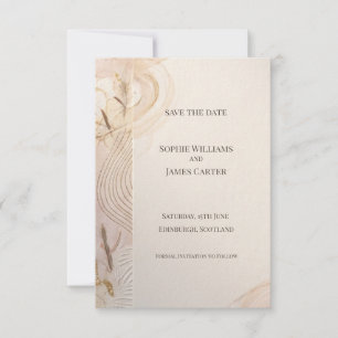 Sage Peach Botanical Save The Date Card