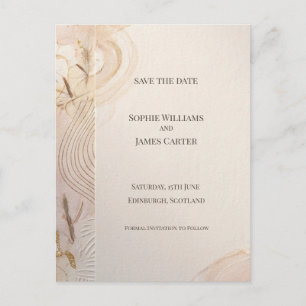 Sage Peach Botanical Save The Date Postcard