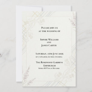 Sage Peach Botanical Wedding Invitation