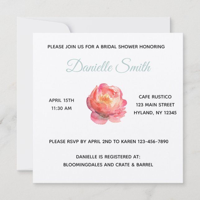 Sage Peony Invitation (Front)