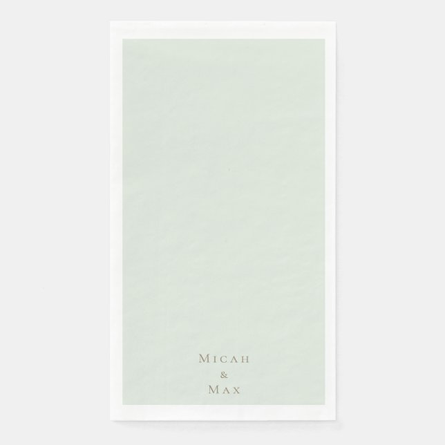 Sage Personalised Wedding Gold Text Napkin (Front)