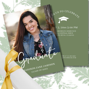 Sage Photo Graduation Party Invitation