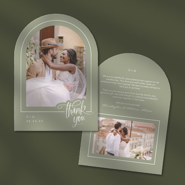 Sage Photo Wedding Thank You Card (Creator Uploaded)