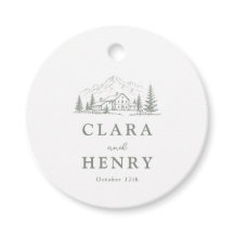 Sage Pine Woodland Wedding Favour Tags