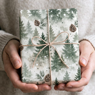 Sage Pinecone Woodland Christmas Wrapping Paper