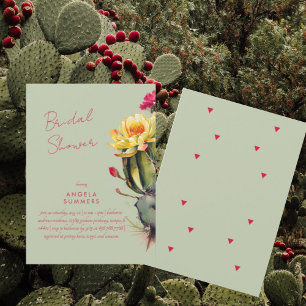 Sage & Pink Colourful Cactus Bridal Shower Invitation