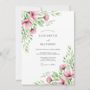 Sage Pink Delicate Spring Wedding Invitation