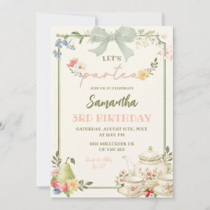 Sage Pink Farmer's Market Let's Par Tea Birthday Invitation