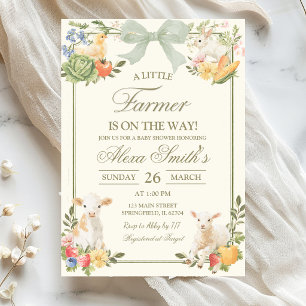 Sage Pink Farmers Market Little Farmer Baby Shower Invitation