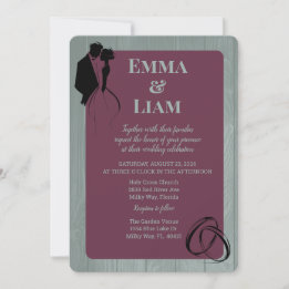 Sage Plum Rustic Multi-Colour Silhouette Wedding Invitation