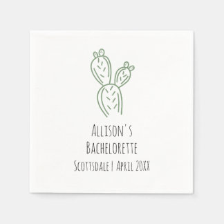Sage Prickly Pear Cactus Bachelorette Paper Napkin