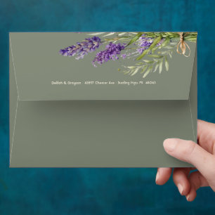 Sage Purple Lavender Floral Casual Wedding  Envelope