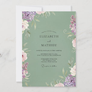 Sage Purple Wildflower Wedding Invitation