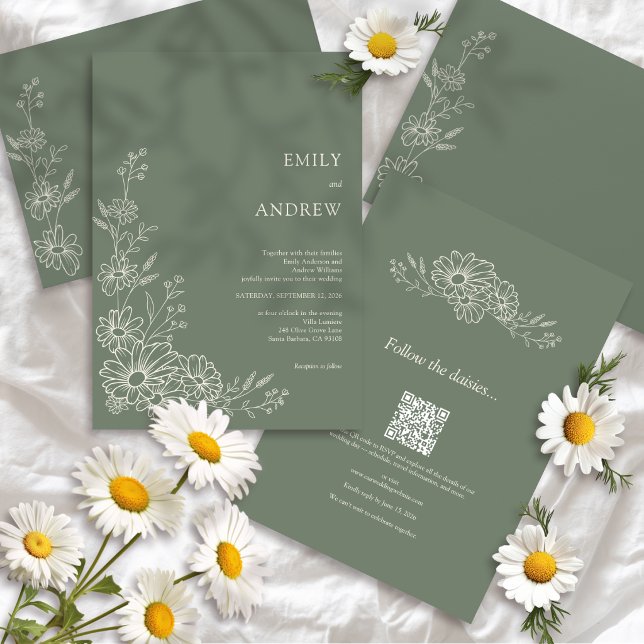 Sage QR Code Botanical Garden All In One 2 Wedding Invitation (Creator Uploaded)