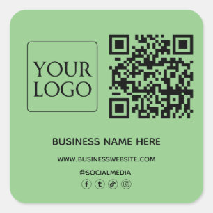 Sage QR Code Business Logo Website Social Media Square Sticker