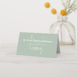 Sage Reverse Ampersand Wedding | Folded Seating Place Card