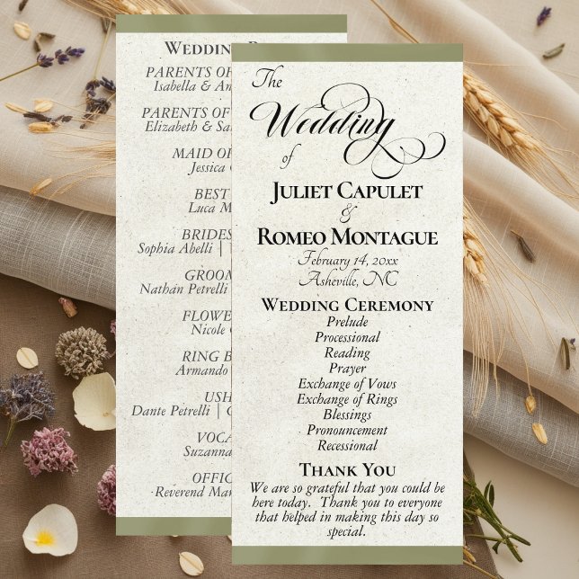 Sage Ribbon Wedding Program Programme (Creator Uploaded)