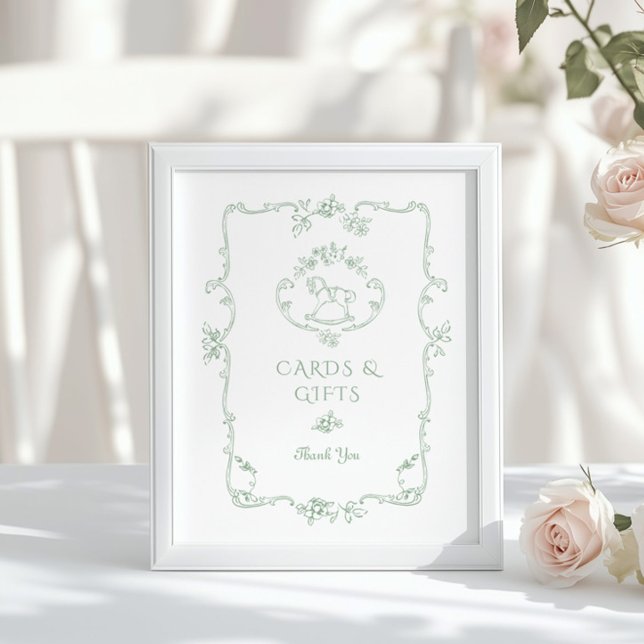 Sage Rocking horse Chinoiserie Cards and gifts Poster (Creator Uploaded)