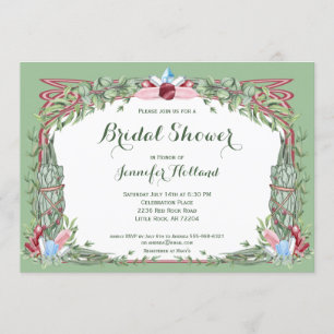 Sage & Rose Herbal Crystal Bouquet Bridal Shower Invitation