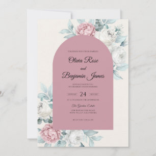 Sage Rosewood Bloom Wedding Invitation
