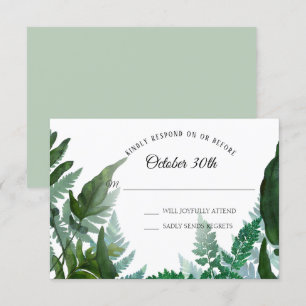 Sage RSVP Wedding Ferns Forest Foliage Leaf Leaves Invitation