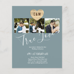 Sage Rustic Wood PHOTO LOW Budget Wedding Invite Flyer