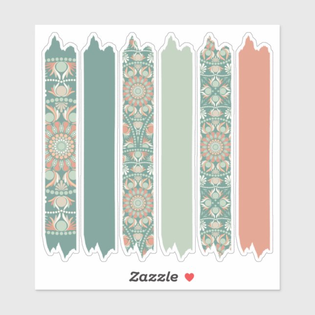 Sage & Sand Retro Cheer Mandala Pattern Washi Tape (Sheet)