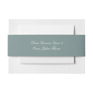 Sage Script Wedding Invitation Belly Band