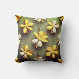 "Sage Serenity - Elegant Floral Pattern  Cushion