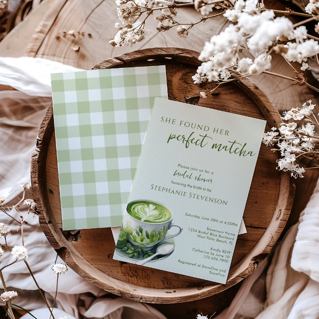 Sage She Found Her Perfect Matcha Bridal Shower Invitation (Creator Uploaded)
