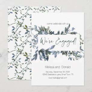 Sage Silver Green Elegant Floral Engagement