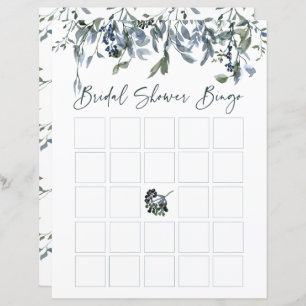 Sage Silver Green Floral Bridal Shower Bingo