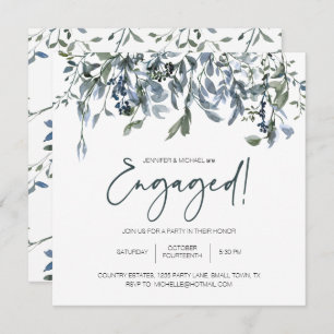 Sage Silver Green Floral Elegant Engagement