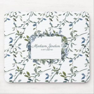 Sage Silver Green Floral Mouse Mat