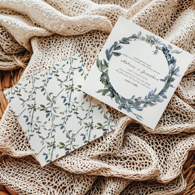 Sage Silver Green Floral Wedding Invitation (Creator Uploaded)