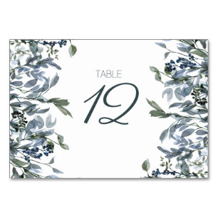 Sage Silver Green Floral Wedding Table Number