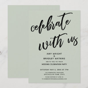 Sage Simple Celebrate with Us Wedding Reception Invitation